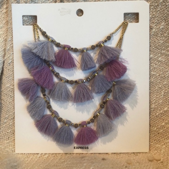 Express Jewelry - Express Layered Tassel Necklace Blue Purple Sz OS